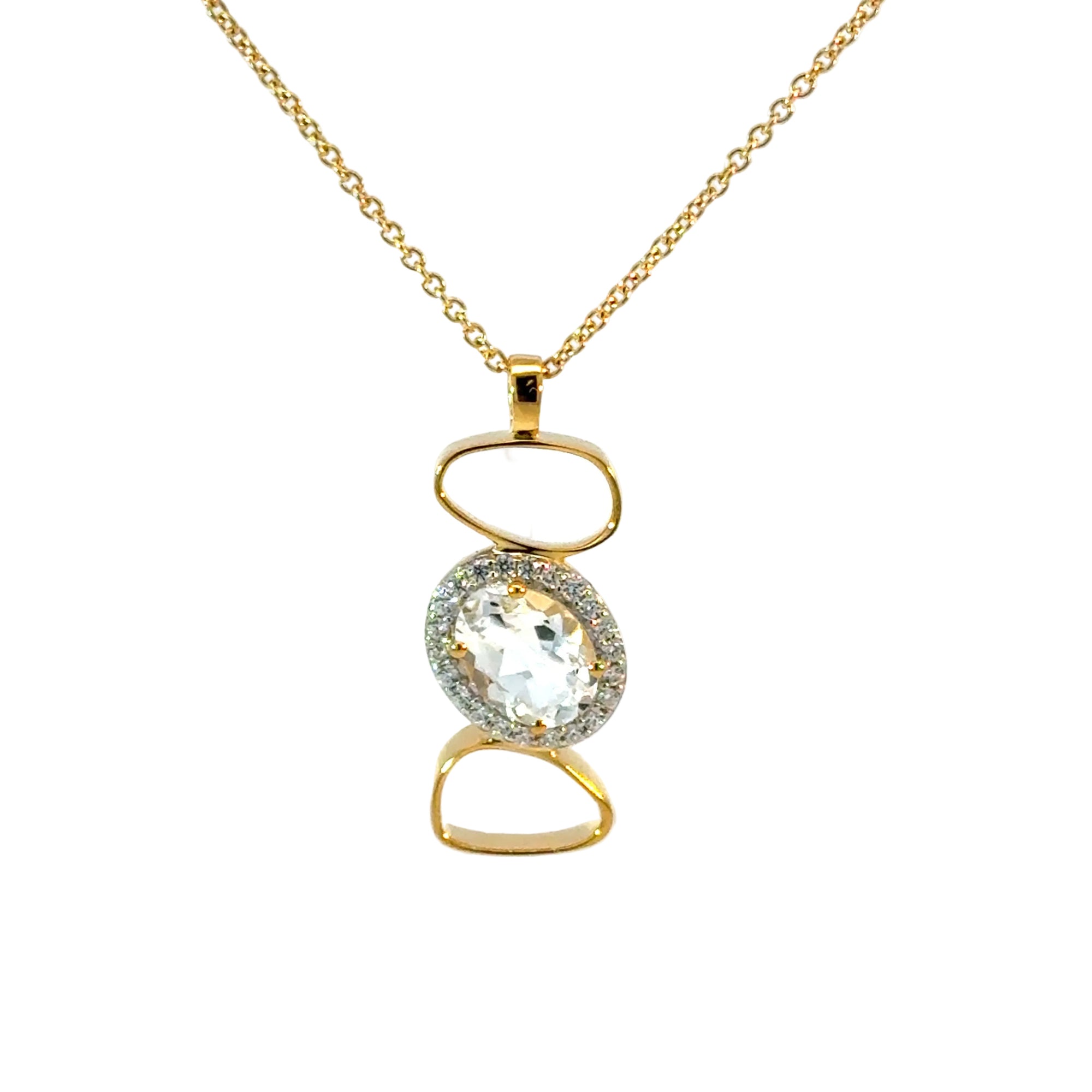 Anhänger in Silber vergoldet mit Zirkonia und Topas