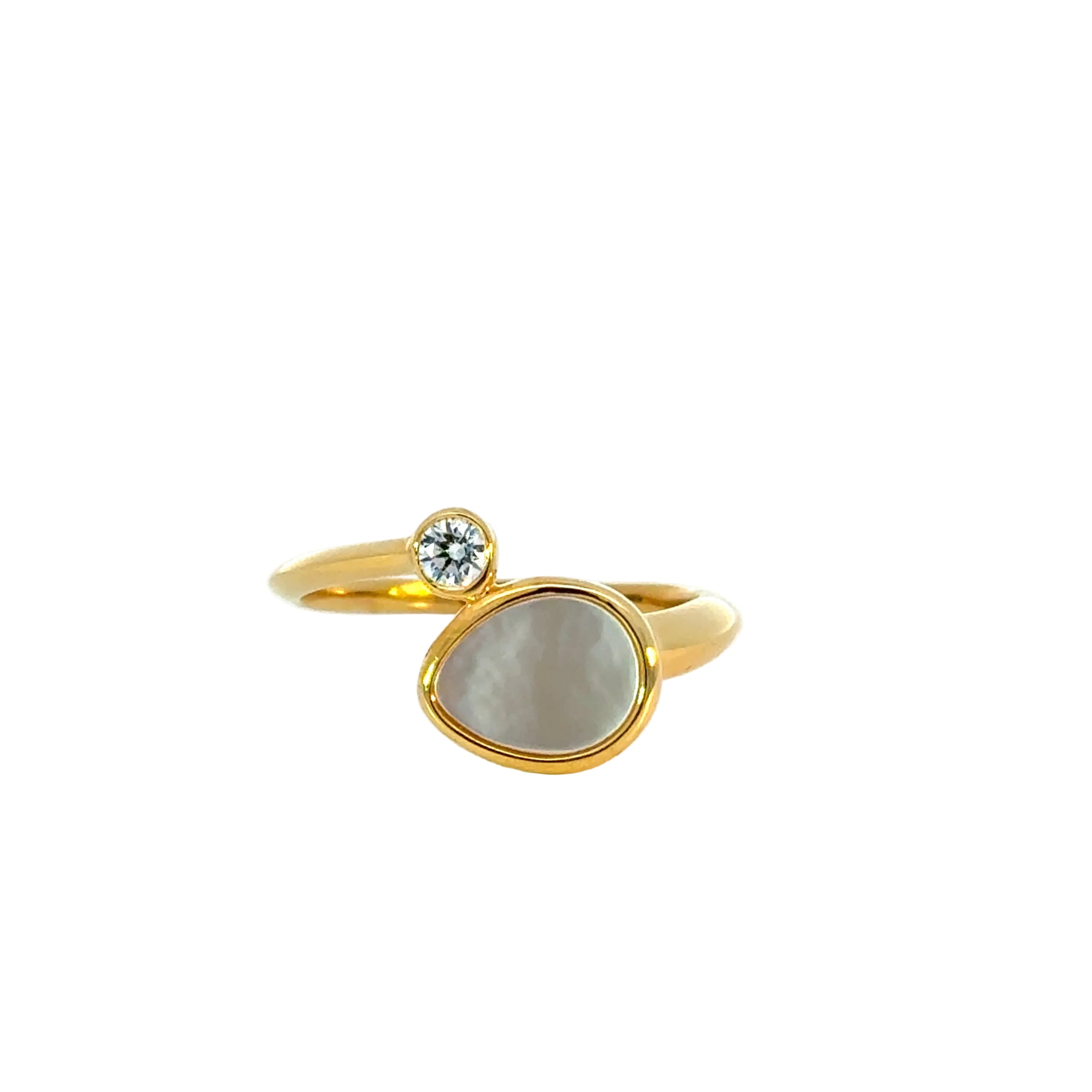 Ring in Silber vergoldet mit Zirkonia und Perlmutt