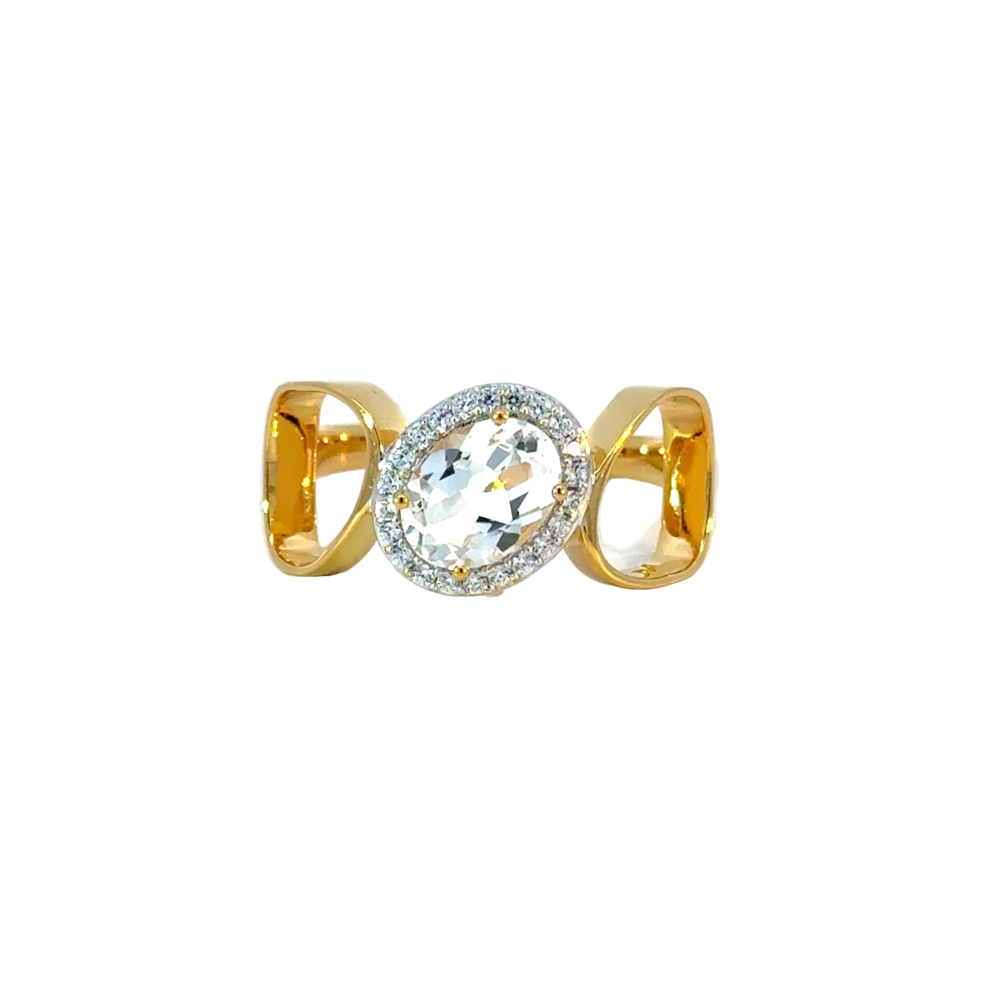 Ring in Silber vergoldet mit Zirkonia und Topas
