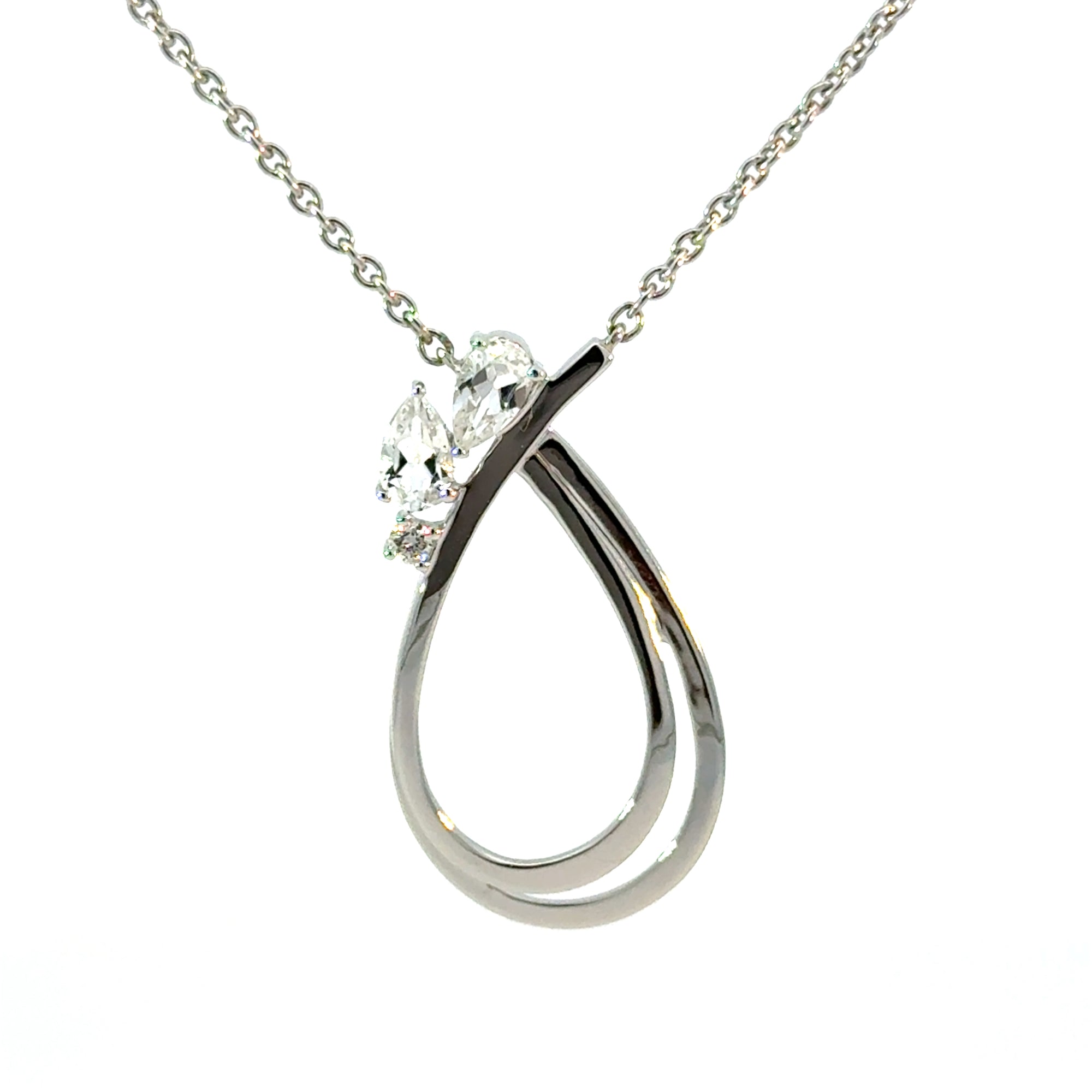 Collier in Weissgold 18kt mit Brillanten und Topas
