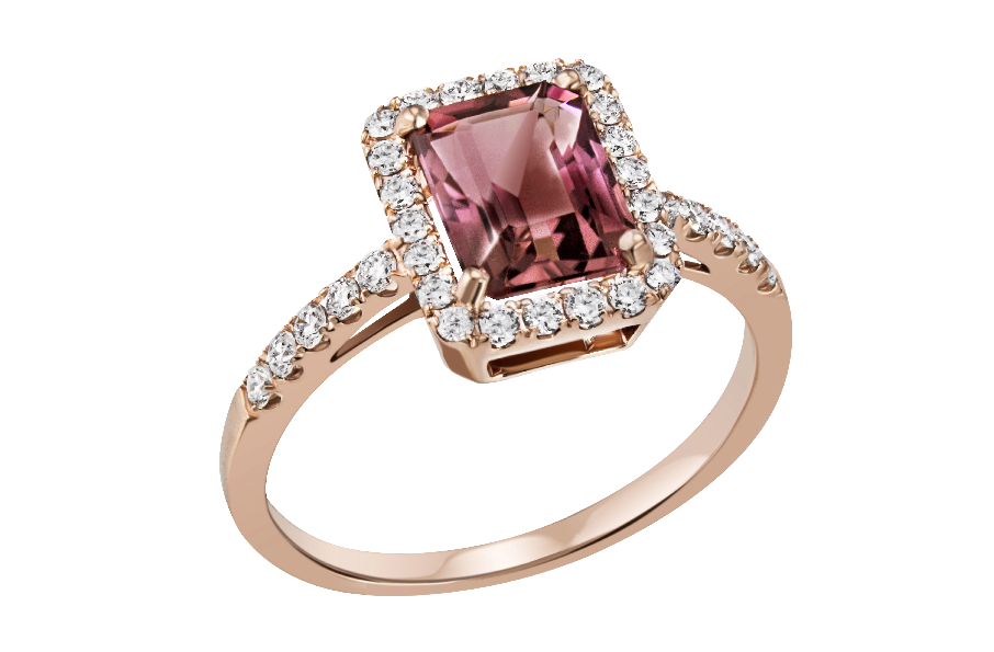 Ring in Rosegold 18kt mit Brillanten und Turmalin