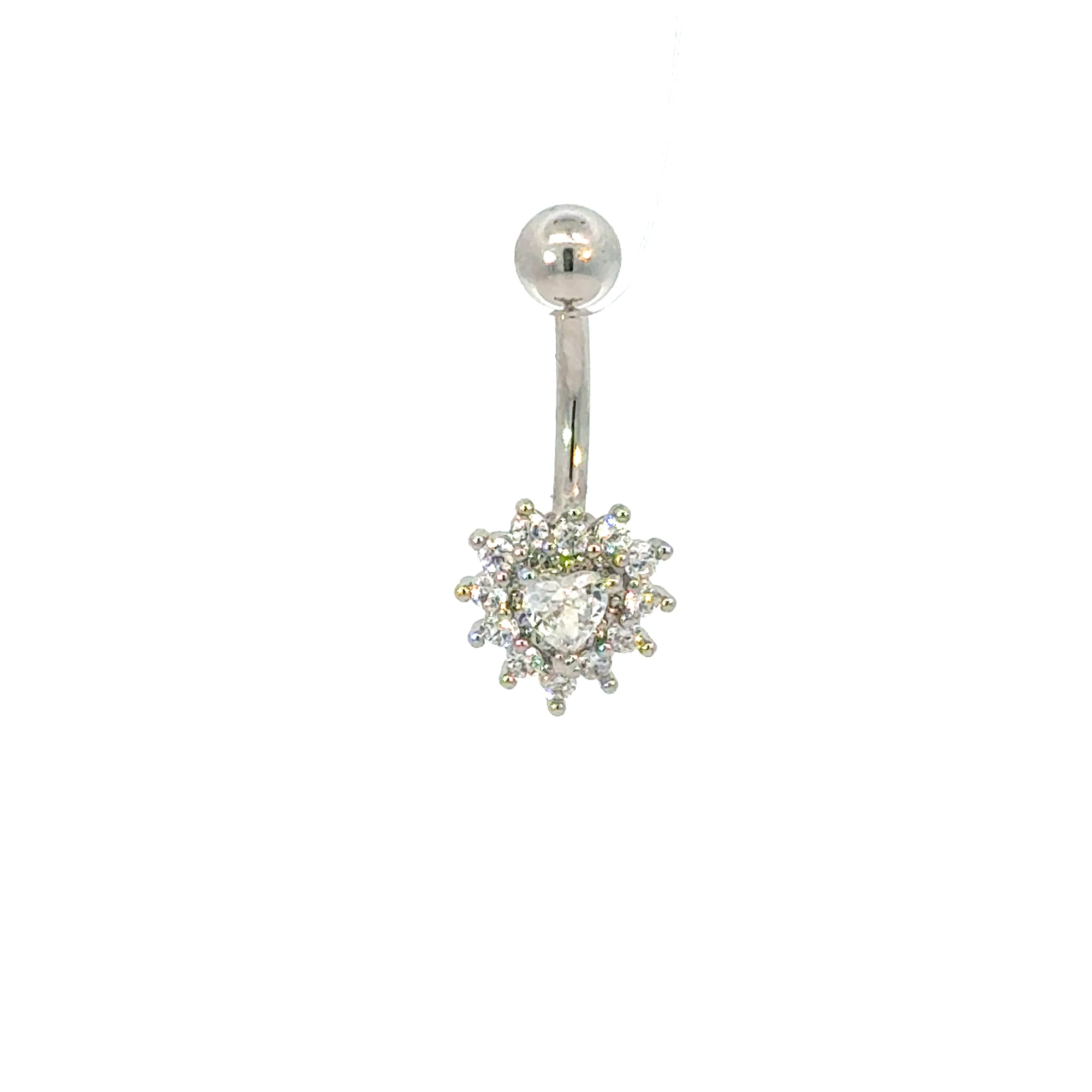 Bauchpiercing "Herz" in Edelstahl mit Zirkonia