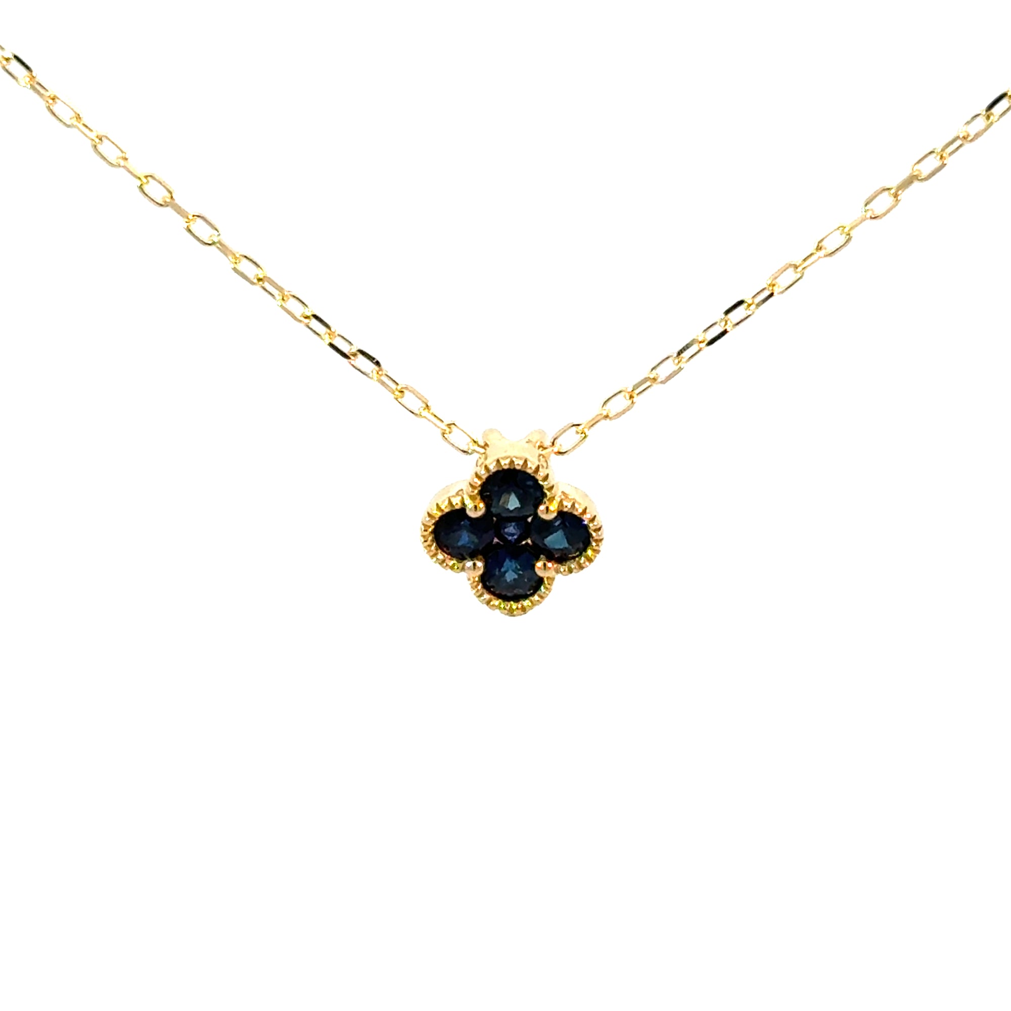 Anhänger mit Kette in Gelbgold 18kt mit Safir