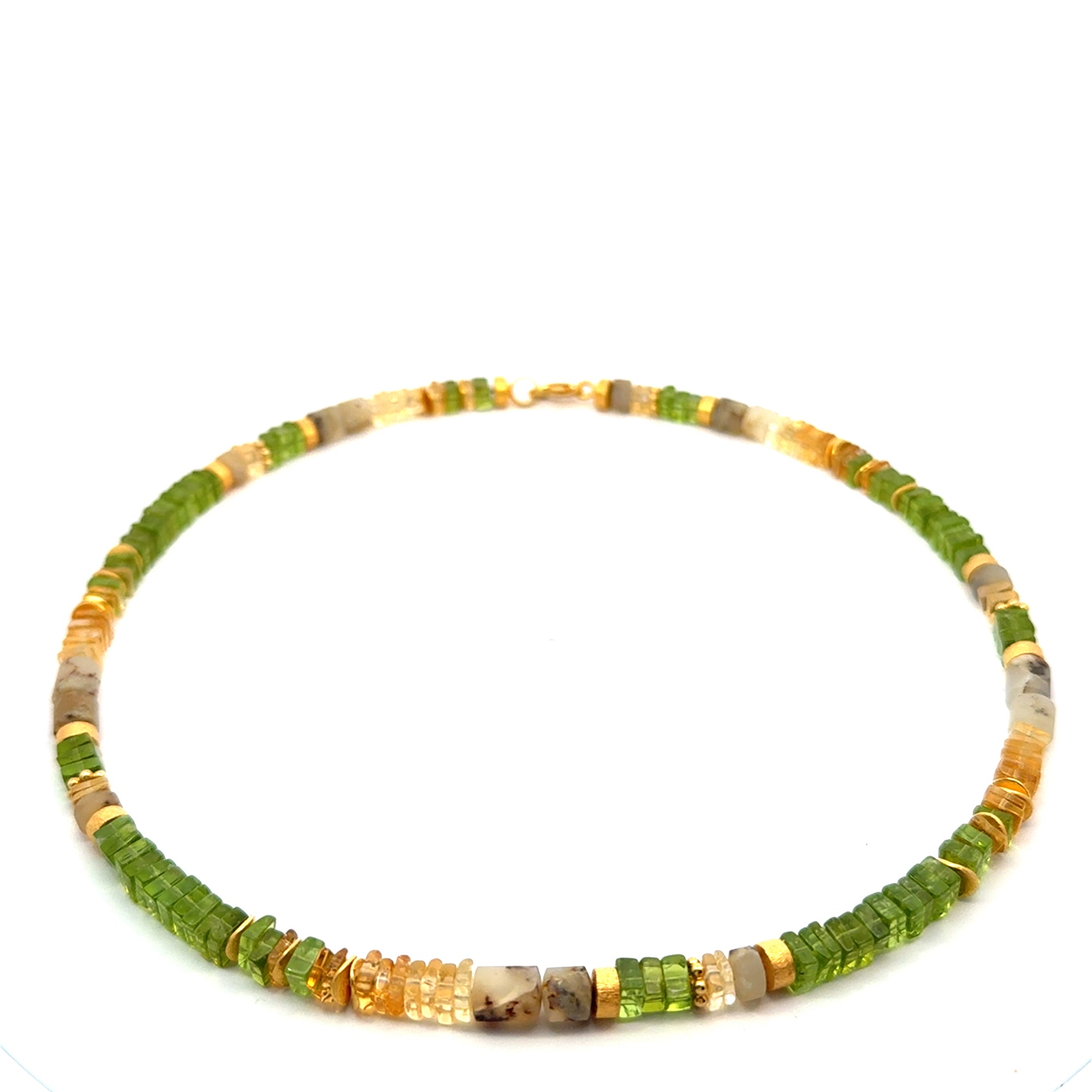 Collier in Silber vergoldet mit Farbsteine