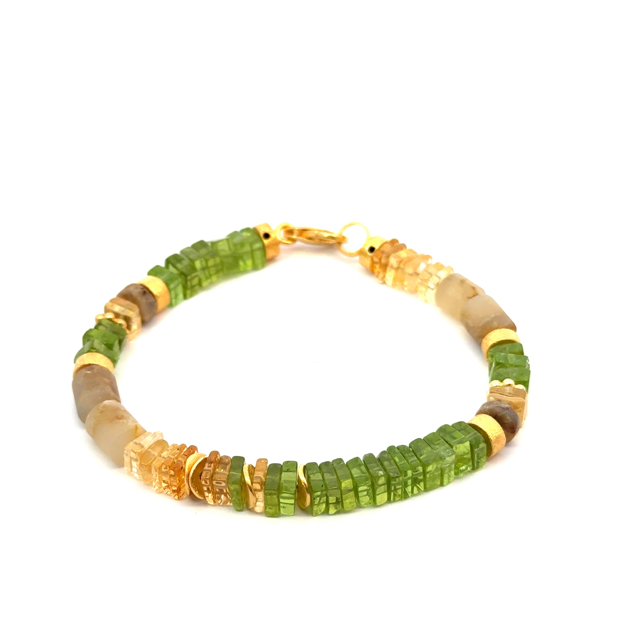 Bracelet in Silber vergoldet mit Farbsteine
