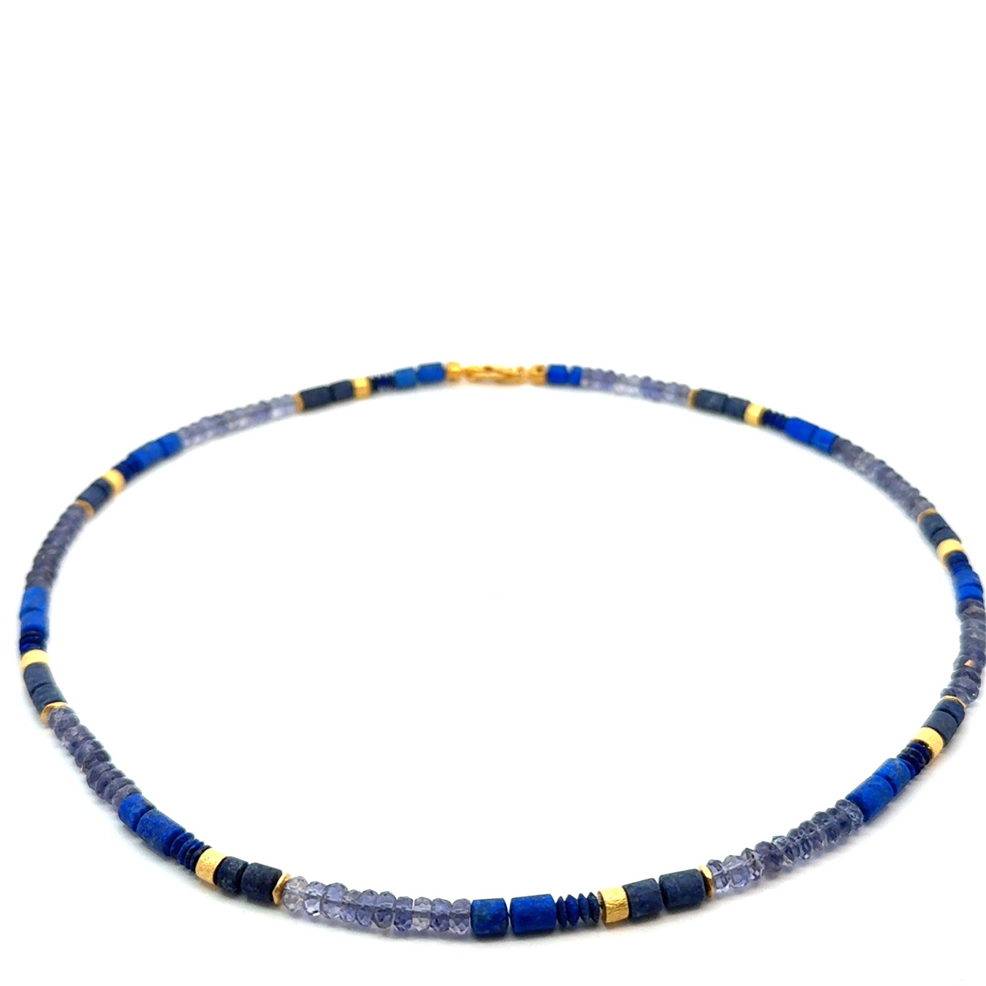 Collier in Silber vergoldet mit Lapislazuli und lolit Dumortiorit