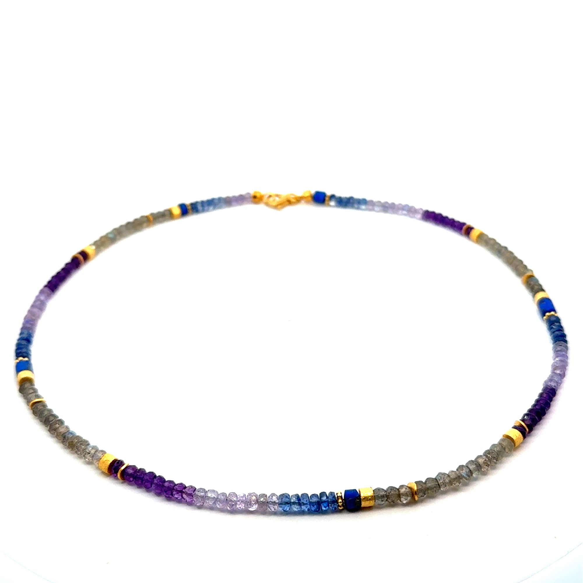 Collier in Silber vergoldet mit Farbsteine
