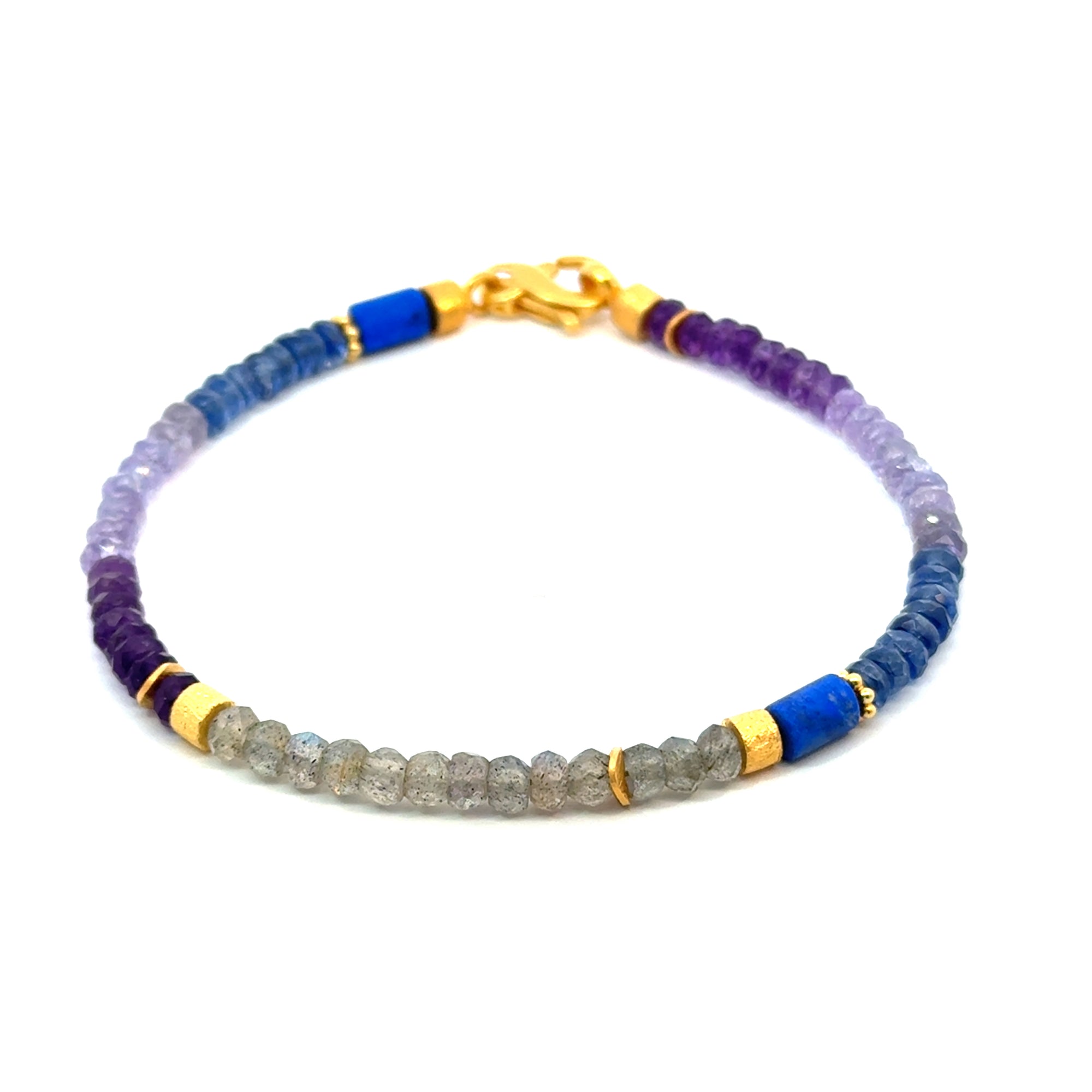 Bracelet in Silber vergoldet mit Farbsteine