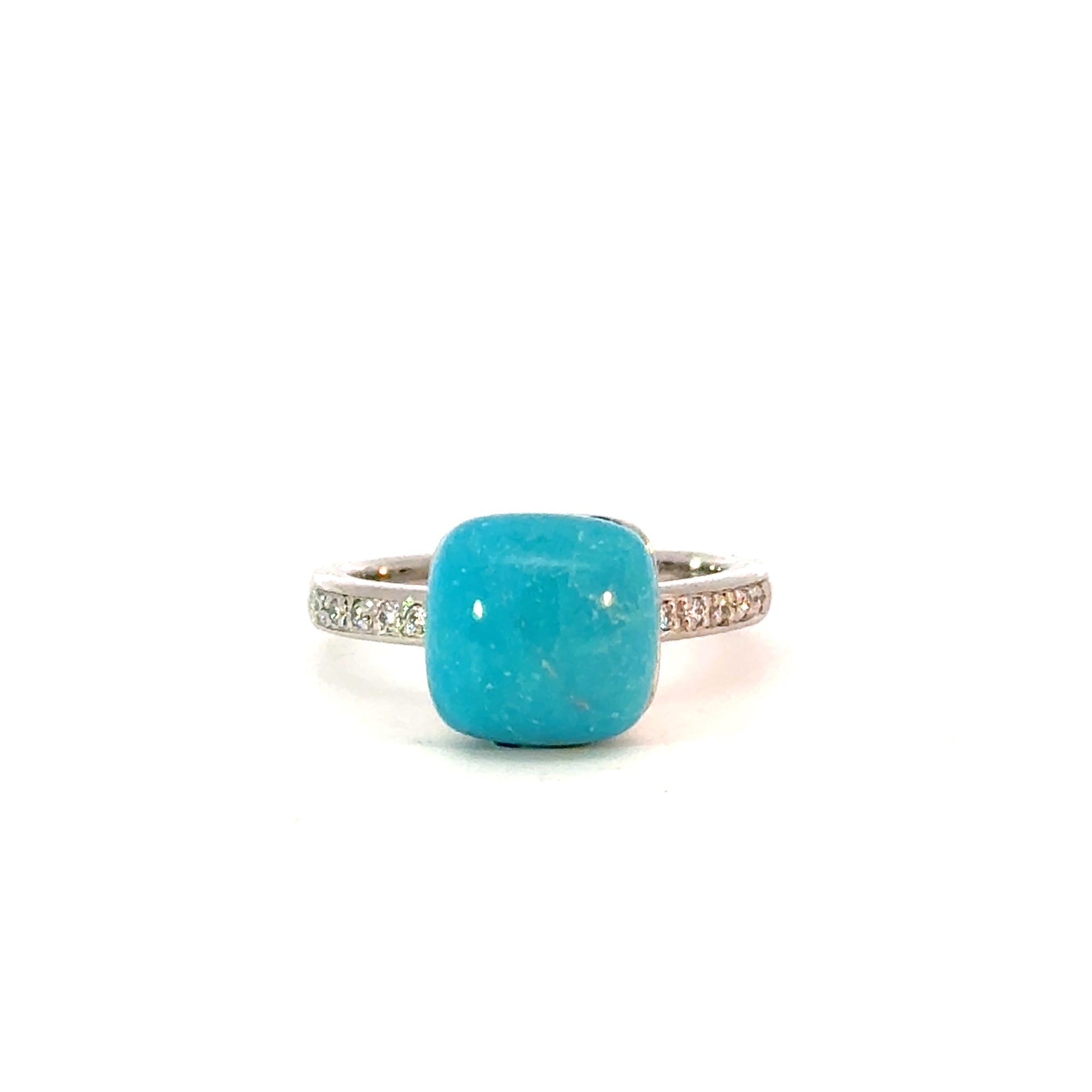 Ring in Weissgold 18kt mit Brillanten und Türkis blau