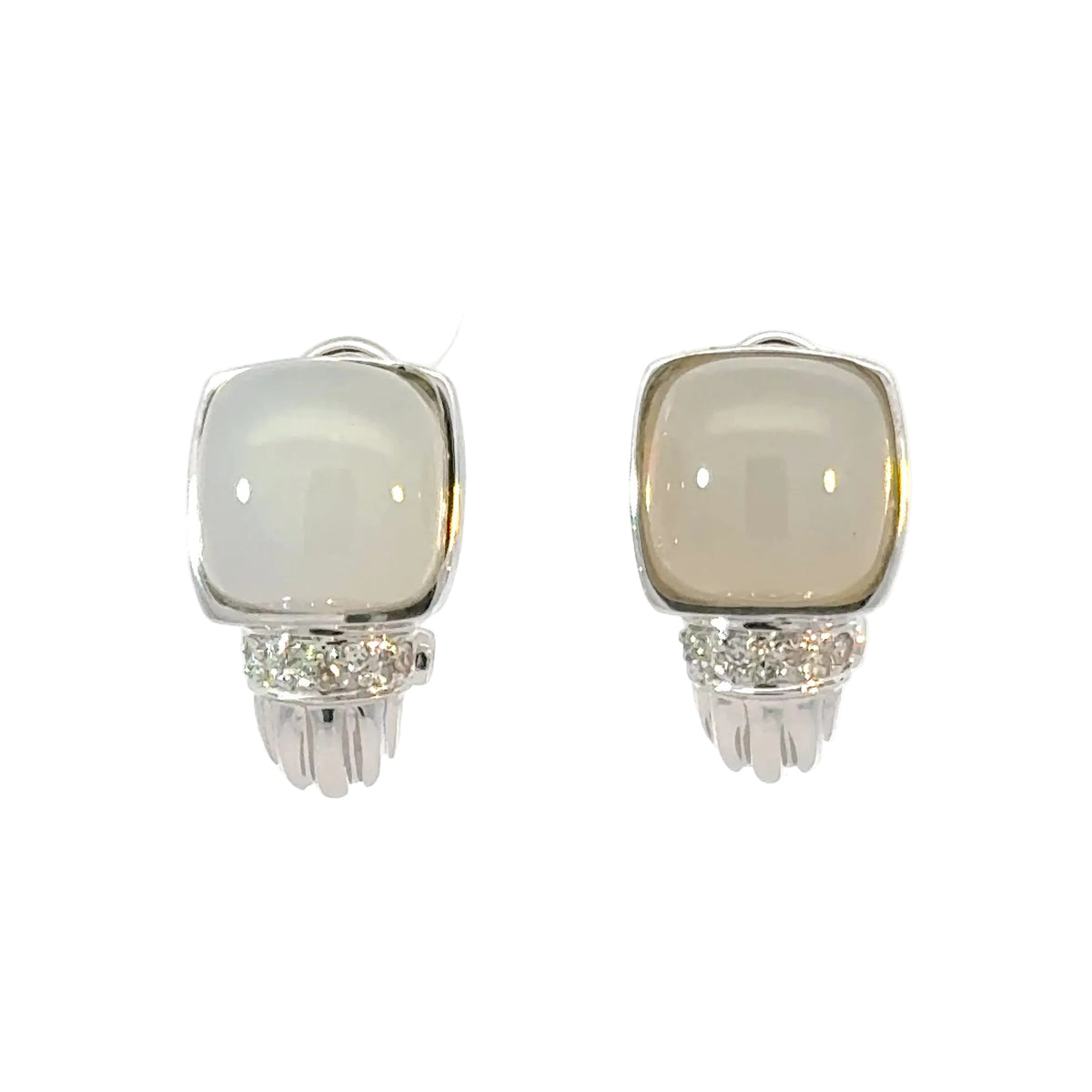 Ohrstecker in Weissgold 18kt mit Mondstein und Brillanten