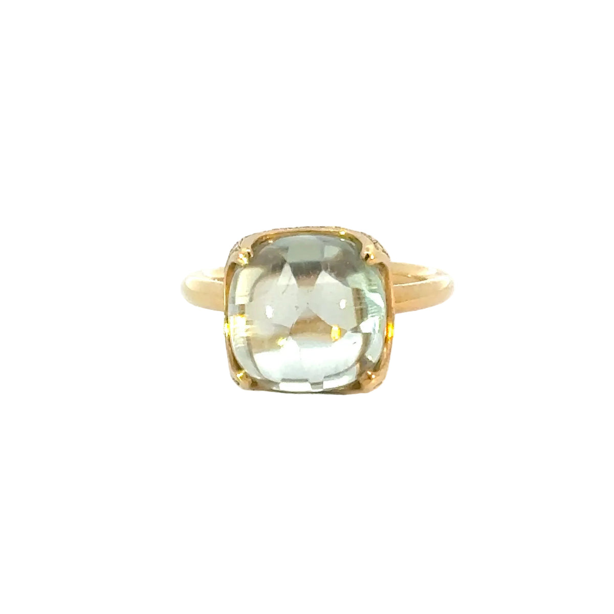 Ring in Gelbgold 18kt mit Prasiolith und Brillanten