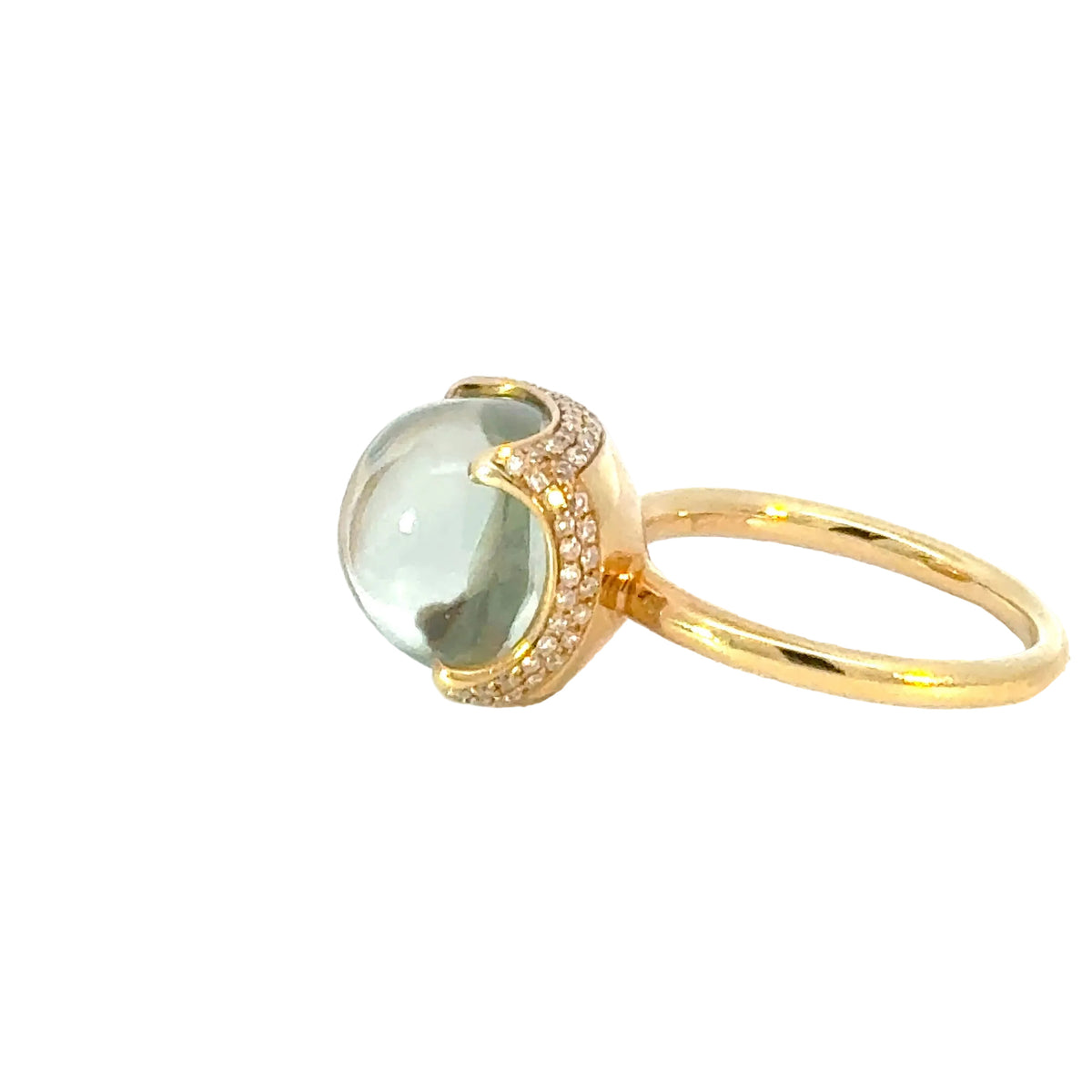 Ring in Gelbgold 18kt mit Prasiolith und Brillanten
