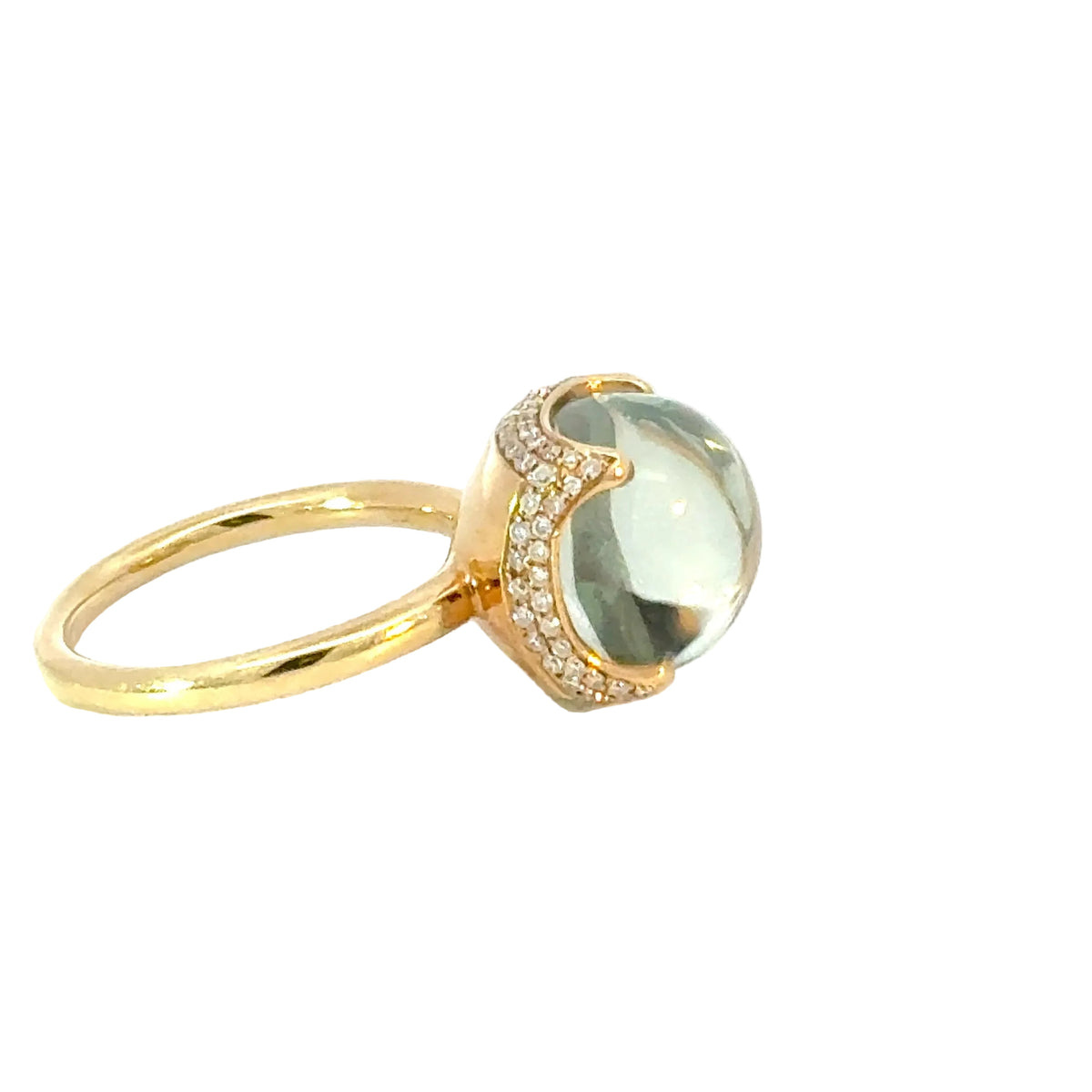 Ring in Gelbgold 18kt mit Prasiolith und Brillanten