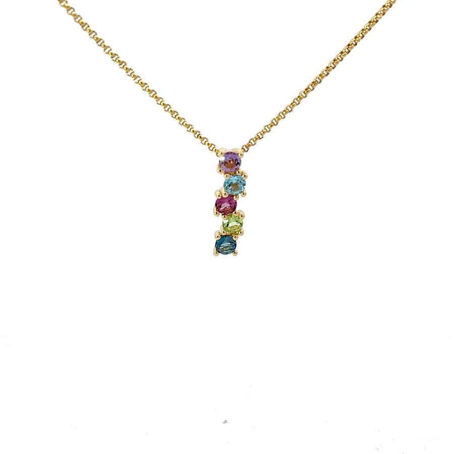 Anhänger Gelbgold 18kt Farbsteine