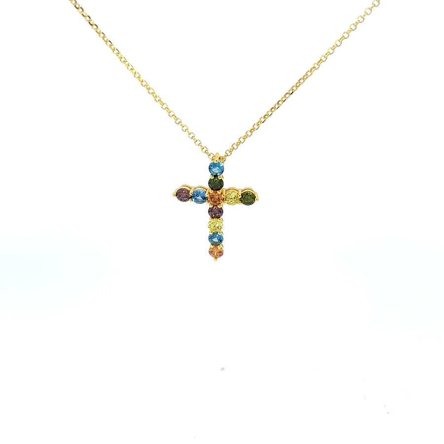 Anhänger mit Kette Silber vergoldet Kreuz