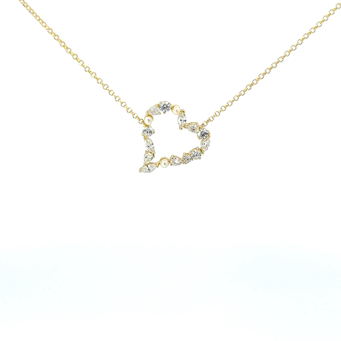 Anhänger mit Kette Silber vergoldet Herz und Zirkonia