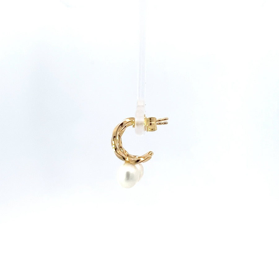 Creolen Perle Weiss/Gelbgold 18kt