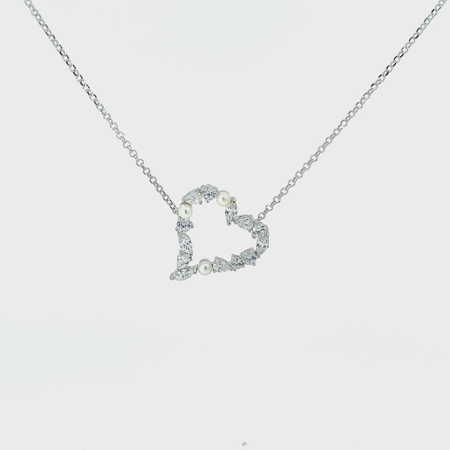 Anhänger mit Kette Silber Herz und Zirkonia