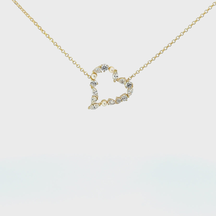 Anhänger mit Kette Silber vergoldet Herz und Zirkonia