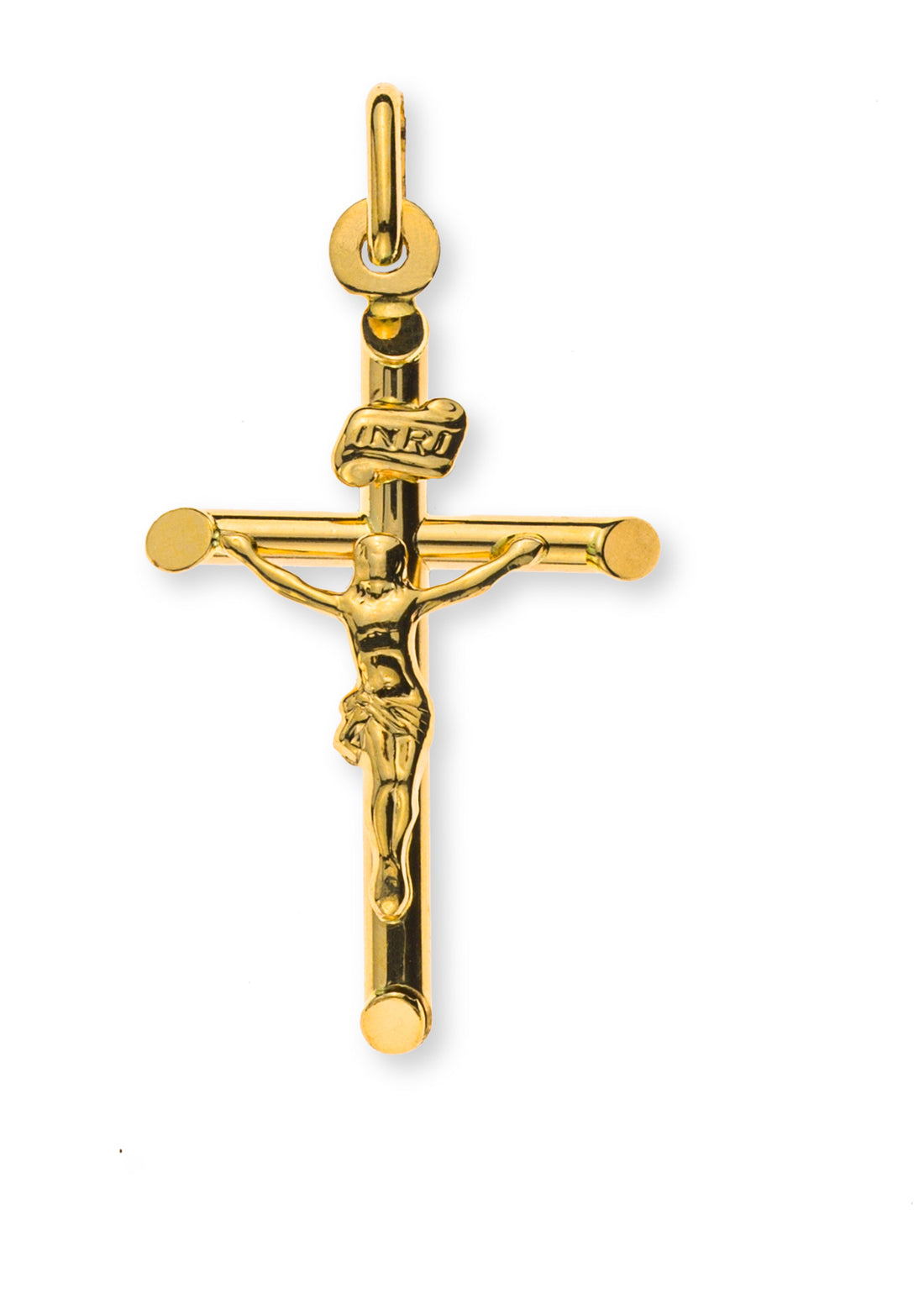 Anhänger Kreuz mit corpus Christi Gelbgold  750