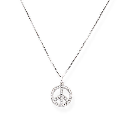 Amen Collier mit Peace Anhänger Silber 925 mit Zirkonia