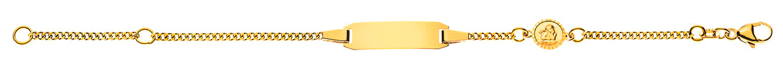 Bébé Bracelet Panzer geschliffen Gelbgold 750 14cm