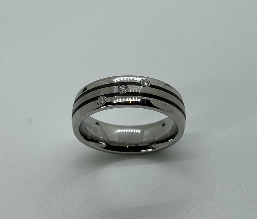Freundschaftsring Edelstahl/Carbon mit Brillanten